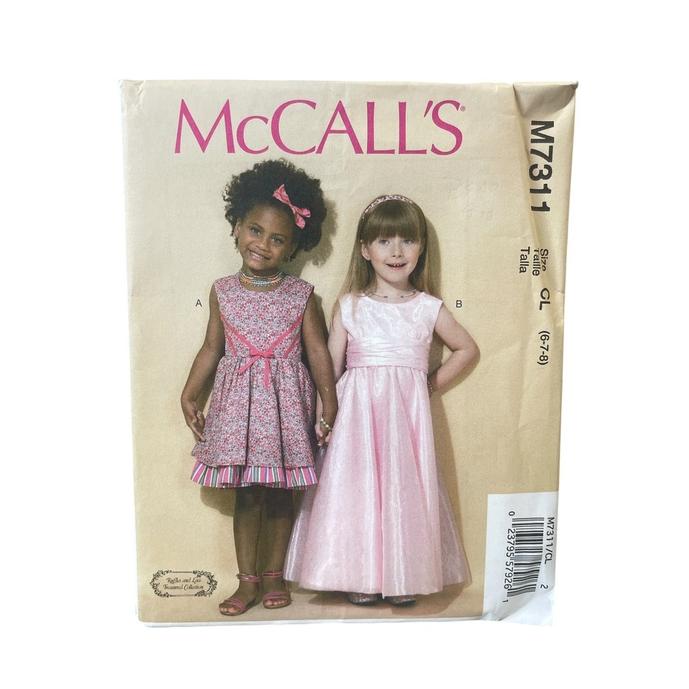 McCall's M7311 Girls' Dresses Sizes 6-7-8 Ruffles Lace Special Occasion